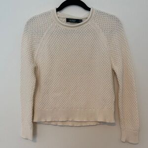 Lauren Ralph Lauren Off-White Textured Crew Neck Sweater‎